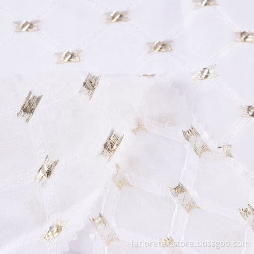 Lurex Metallic Rayon Viscose Clipped Jacquard Woven Fabric